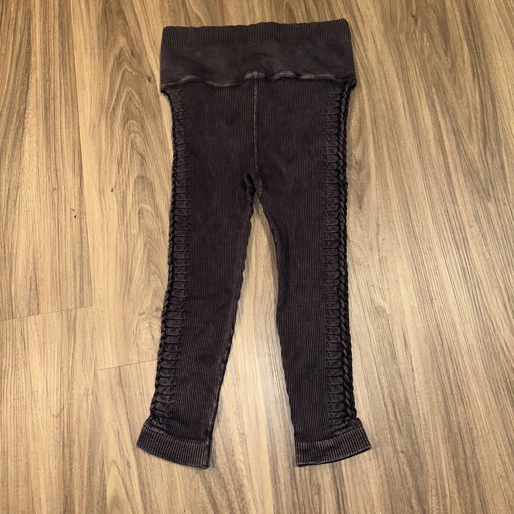 Free People Movement Leggings Ribbed Ladder Detail braided side Athleisure XS‎